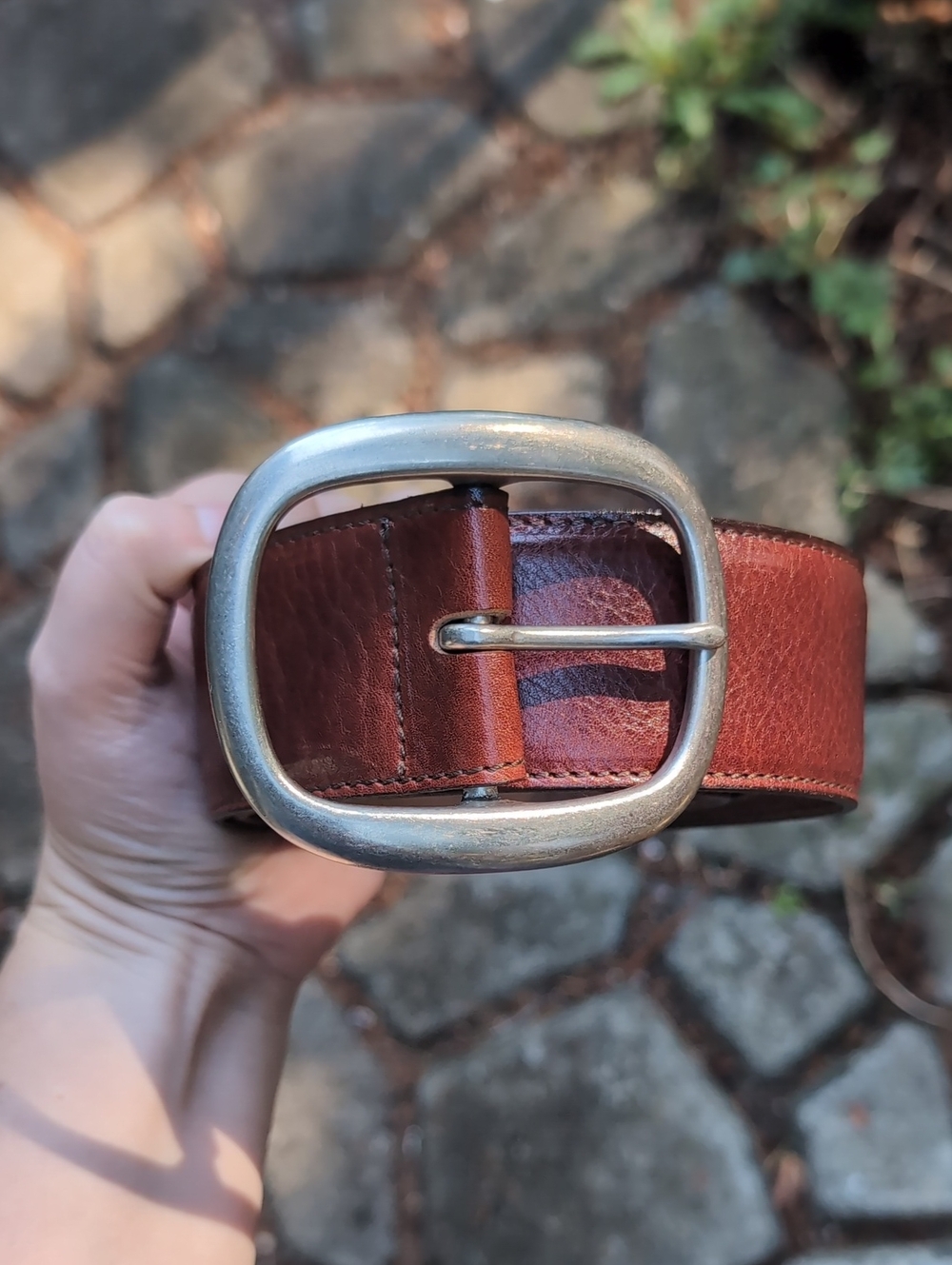 Brass Buckle Saddle Con Leather Belt Johnny Farah Small